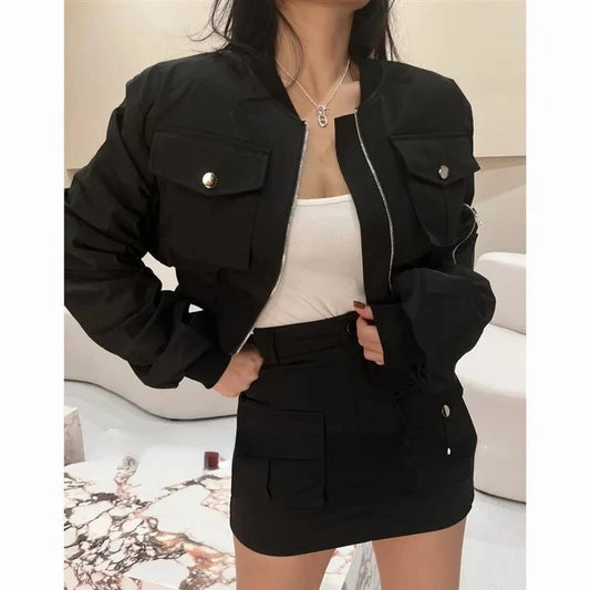 Cropped Utility Bomber Jacket