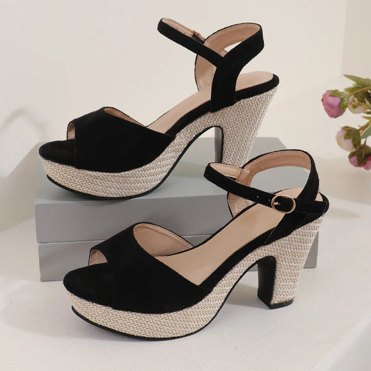 Platform Block Heel Ankle Strap Sandals