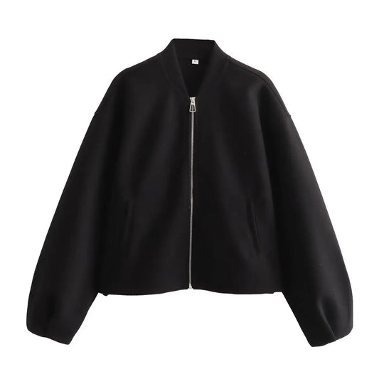 Cropped Zip Bomber Jacket