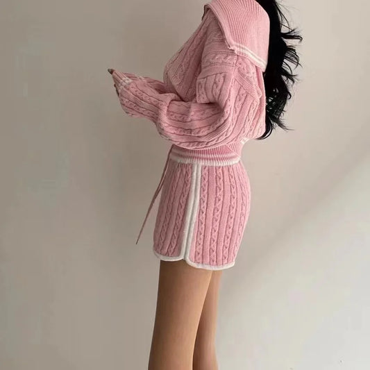 Cable Knit Sweater & Shorts Set