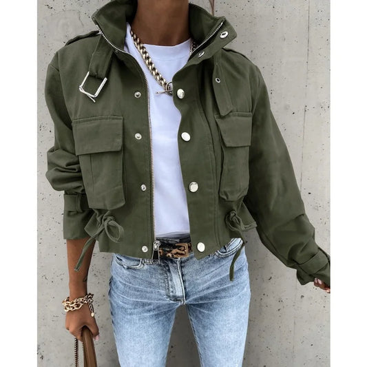 Utility Cropped Zip-Up Jacket