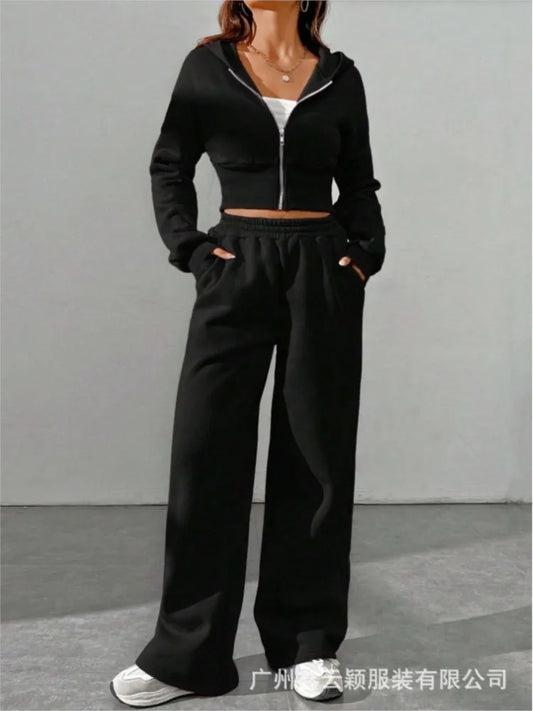 Zip-Up Hoodie & Wide-Leg Set