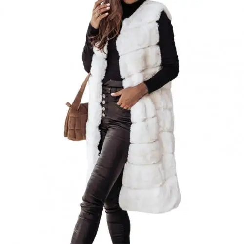 Faux Fur Long Sleeveless Gillet