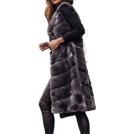 Faux Fur Long Sleeveless Gillet