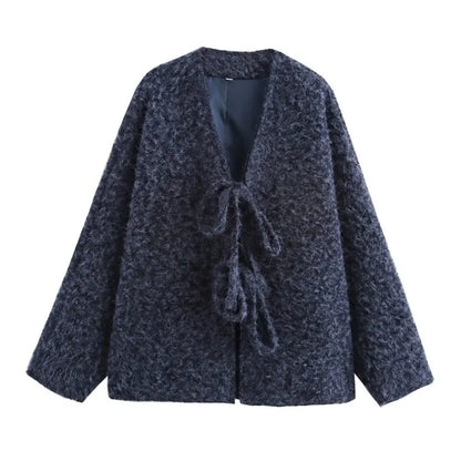 Cozy Lace-Up Wool Blend Jacket