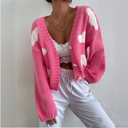 V-Neck Button Knit Cardigan