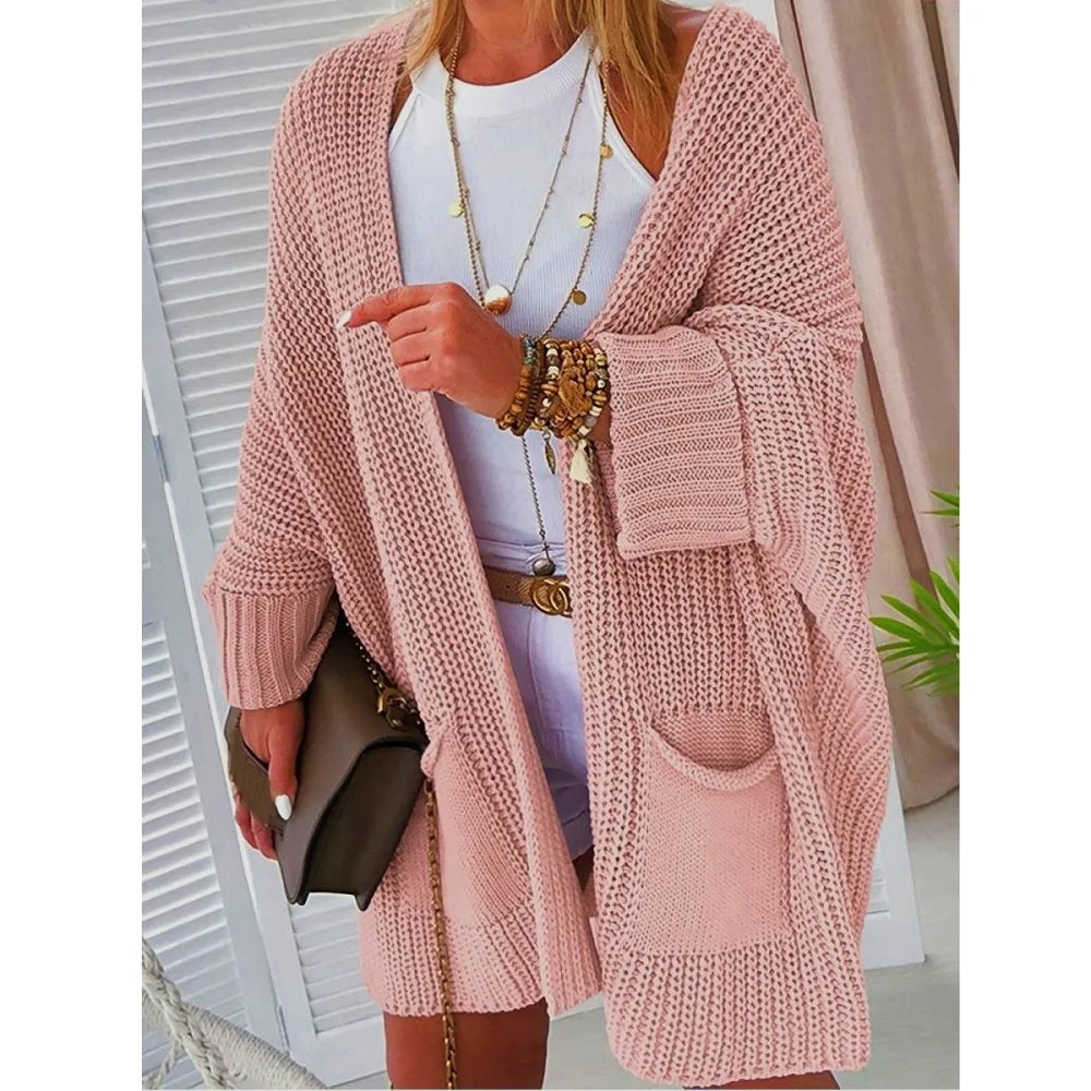 Knit Open-Front Cardigan with Pockets