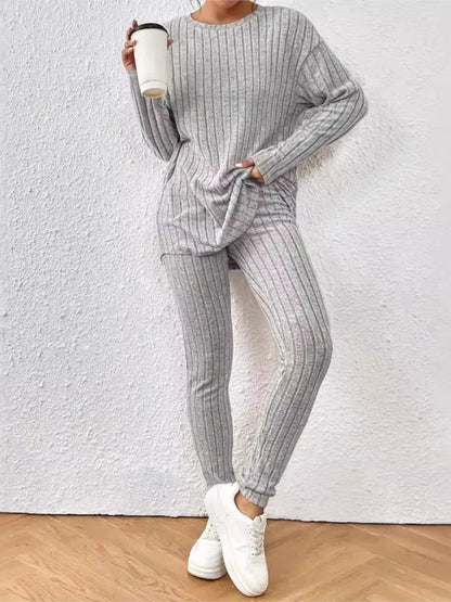 Ribbed Knit Two-Piece Lounge Set