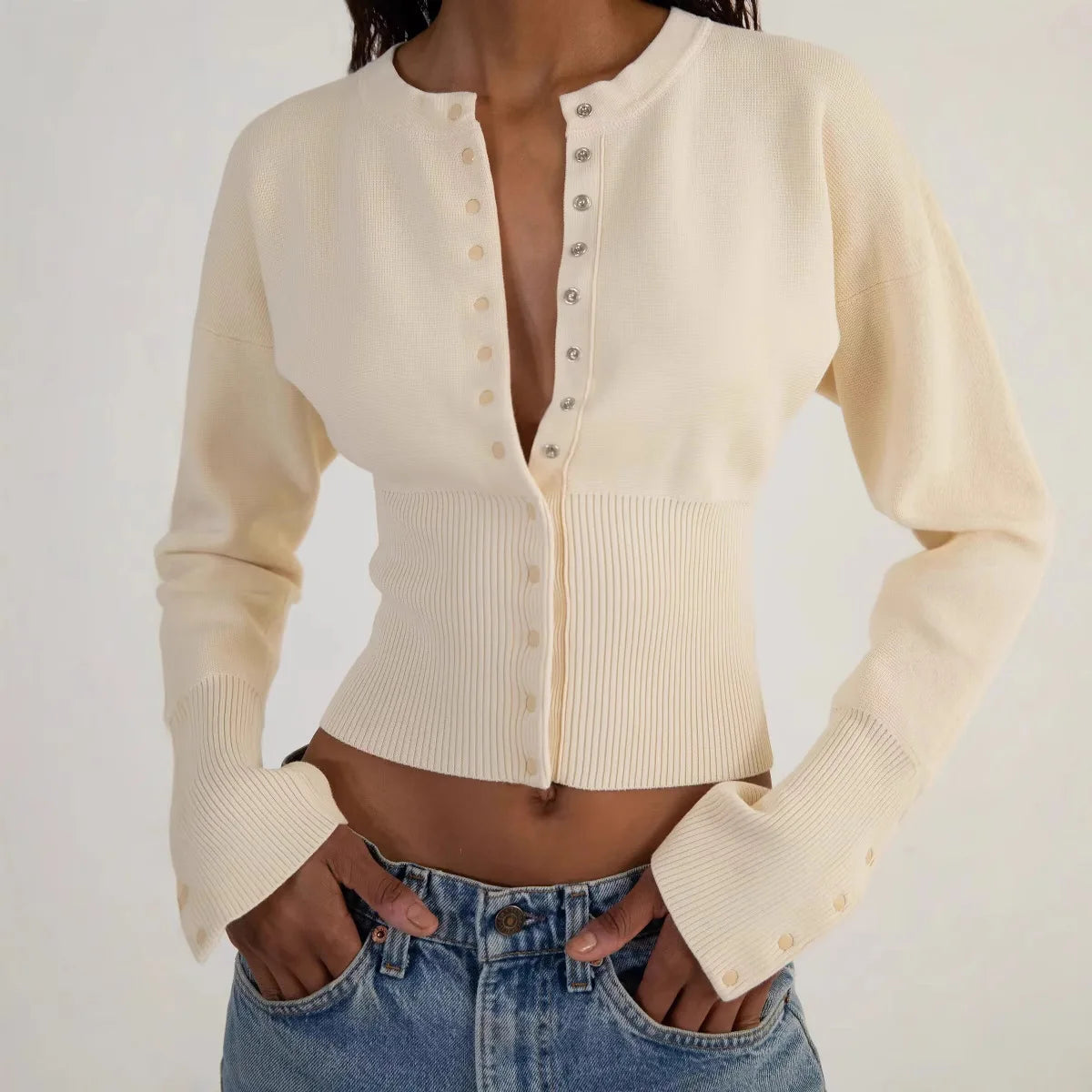 Ribbed Slim-Fit Knit Cardigan