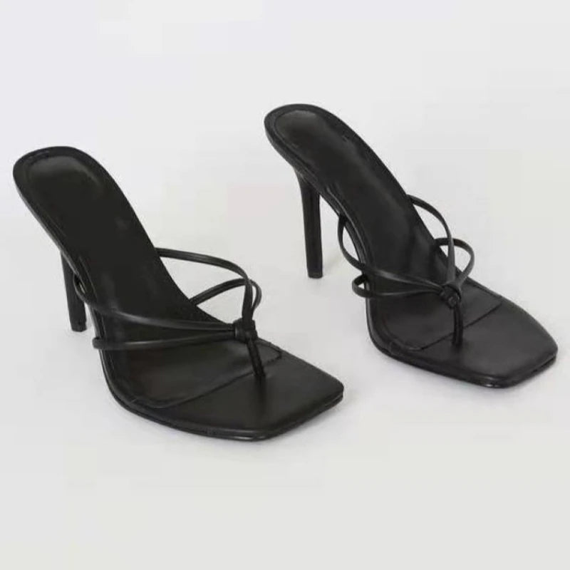 Strappy Square Toe Stiletto Heels