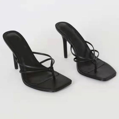 Strappy Square Toe Stiletto Heels
