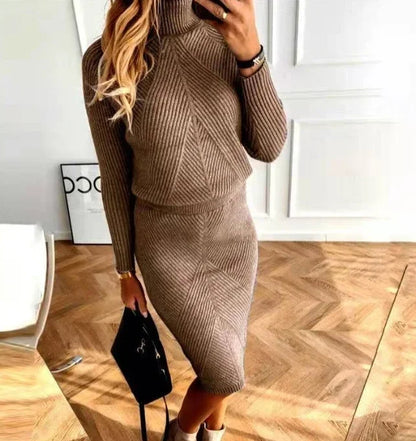 Ribbed Knit Sweater & Skirt Set