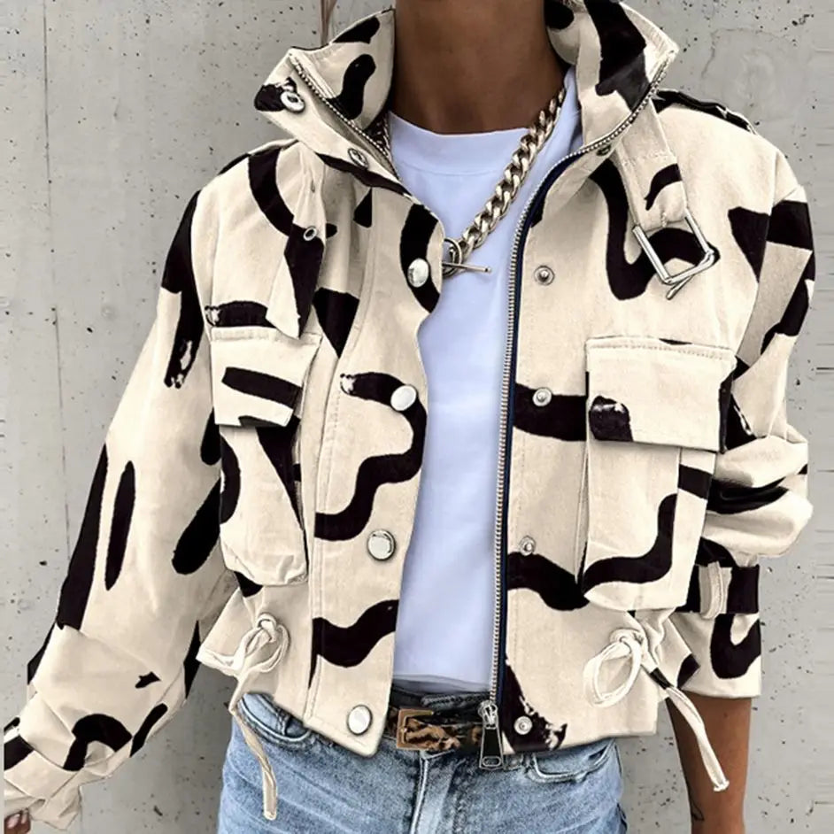 Utility Cropped Zip-Up Jacket