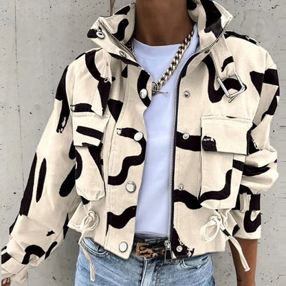 Utility Cropped Zip-Up Jacket