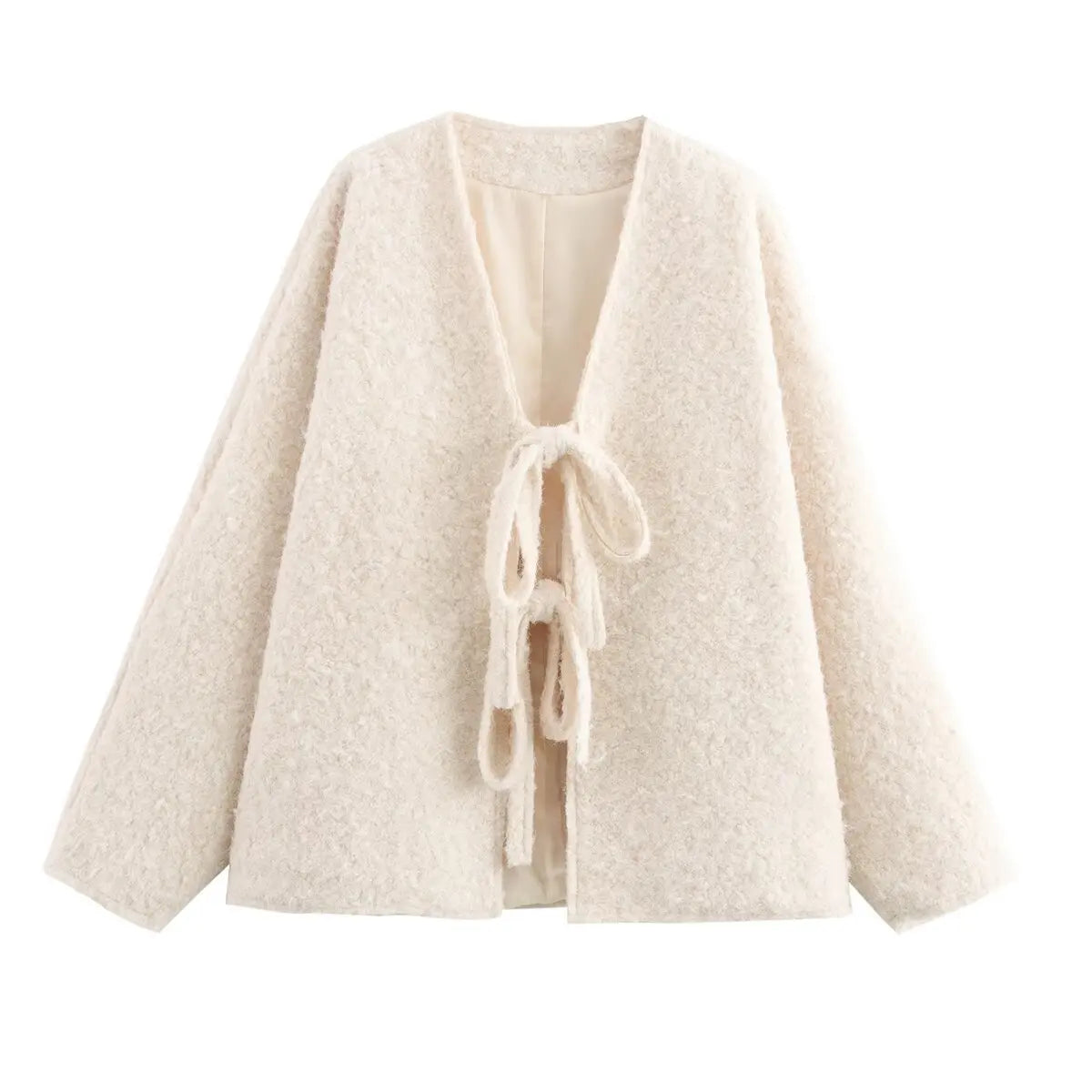 Cozy Lace-Up Wool Blend Jacket