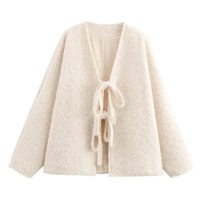 Cozy Lace-Up Wool Blend Jacket