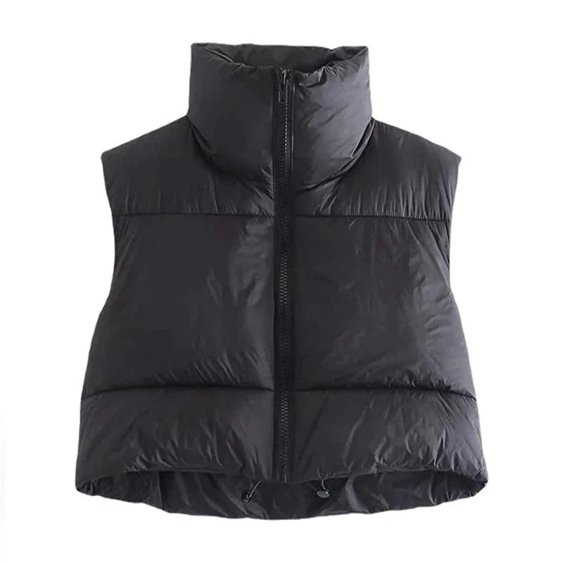 Padded Zip-Up Cropped Gilet