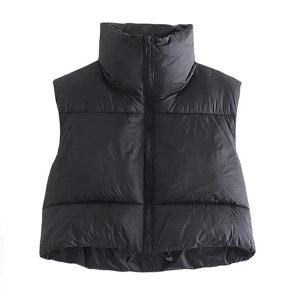 Padded Zip-Up Cropped Gilet