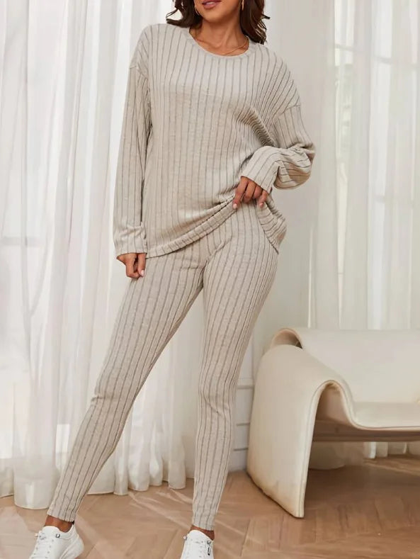Ribbed Knit Two-Piece Lounge Set