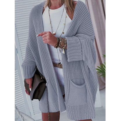 Knit Open-Front Cardigan with Pockets
