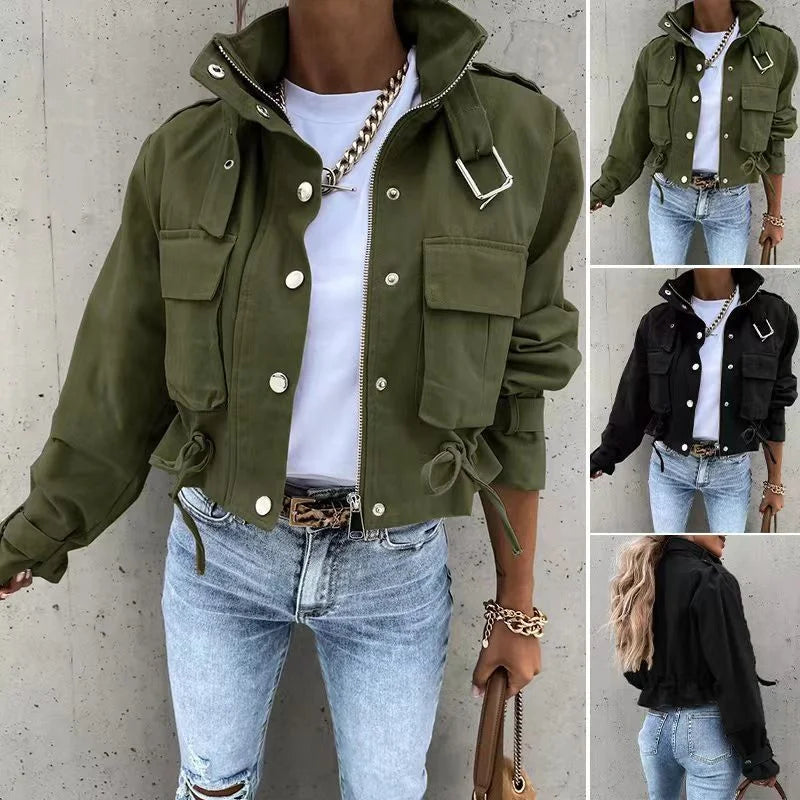 Utility Cropped Zip-Up Jacket