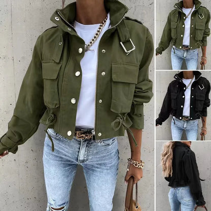Utility Cropped Zip-Up Jacket