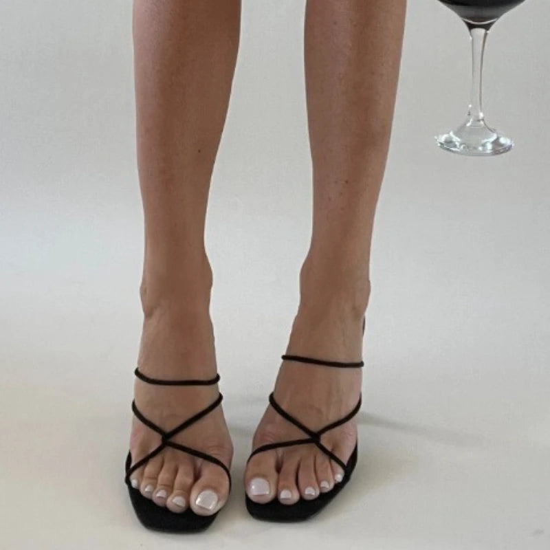 Strappy Sculpted Heel Sandals