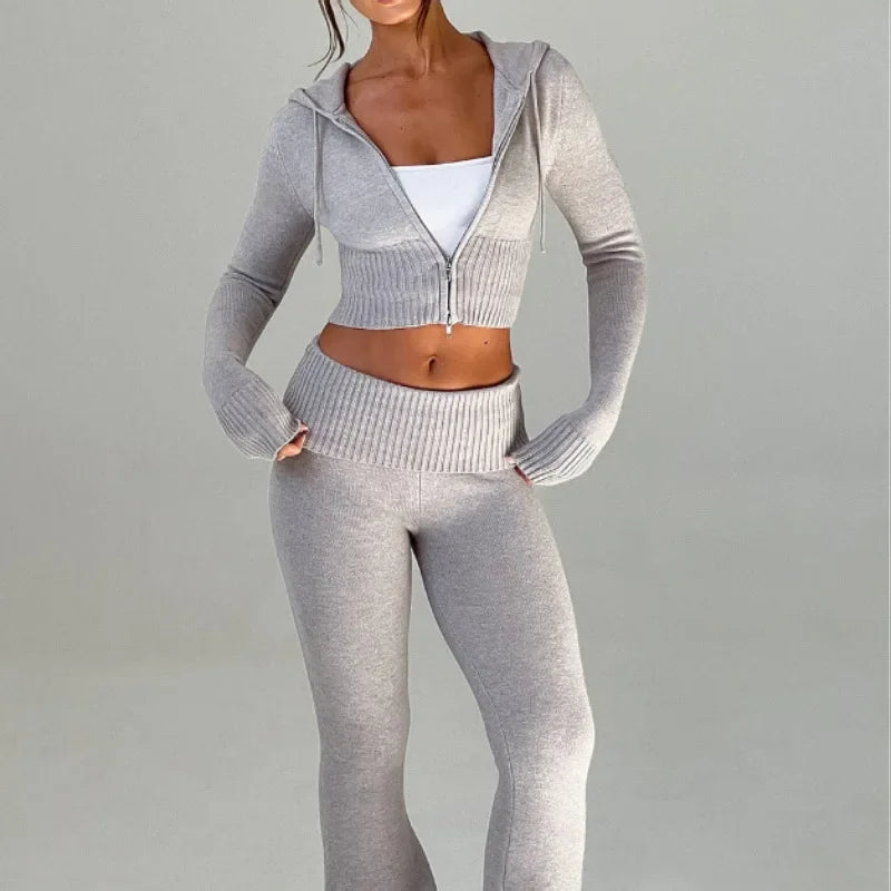 Flare Zip-Up Hoodie Lounge Set