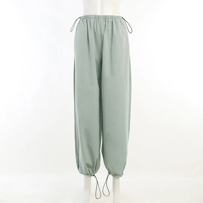 Drawstring Wide-Leg Cargo Pants