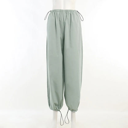 Drawstring Wide-Leg Cargo Pants