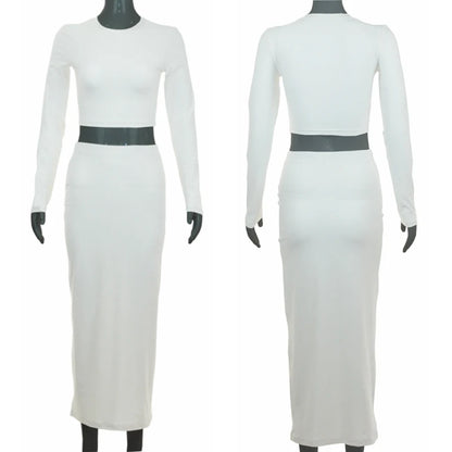 Long Sleeve Crop Top & Midi Skirt Set