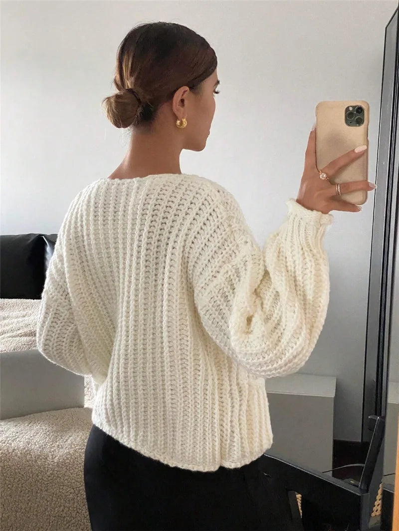 Chunky Knit Button-Front Cardigan