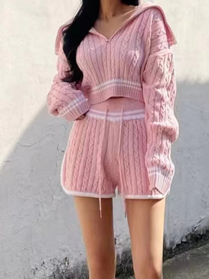Cable Knit Sweater & Shorts Set