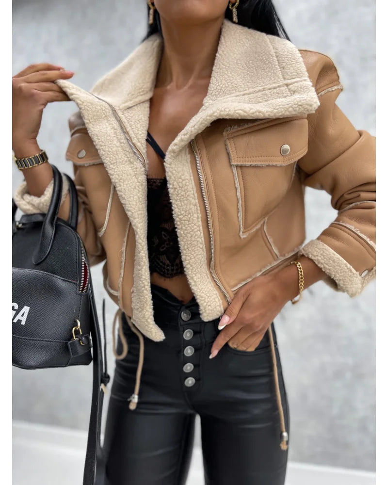 Aviator Faux Leather Sherpa Jacket