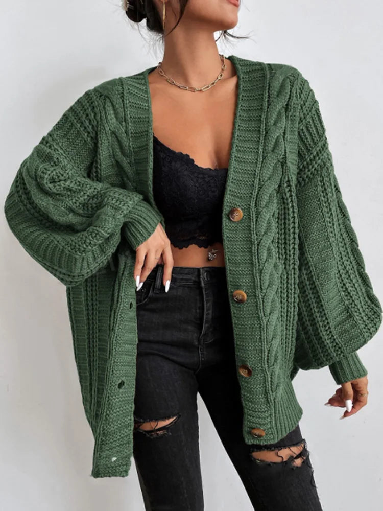 Chunky Knit Button-Up Cardigan