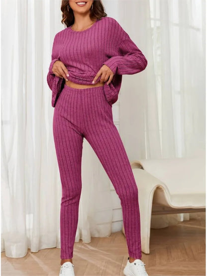 Ribbed Knit Two-Piece Lounge Set
