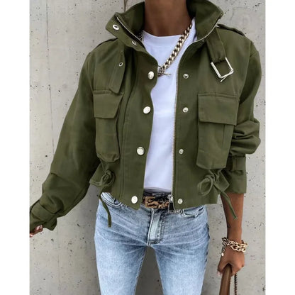 Utility Cropped Zip-Up Jacket