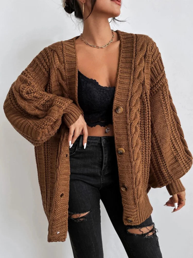 Chunky Knit Button-Up Cardigan