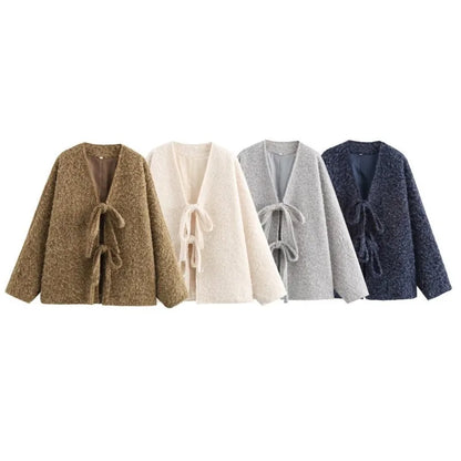 Cozy Lace-Up Wool Blend Jacket