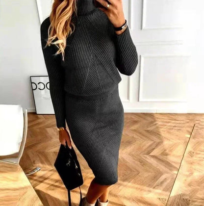 Ribbed Knit Sweater & Skirt Set