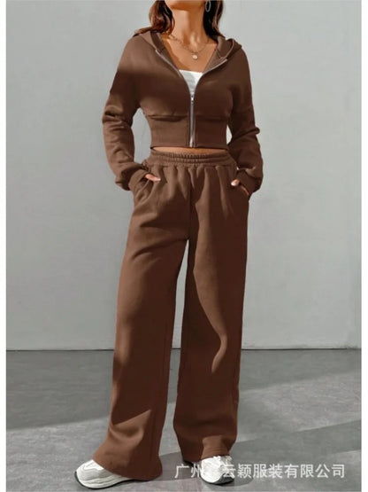Zip-Up Hoodie & Wide-Leg Set