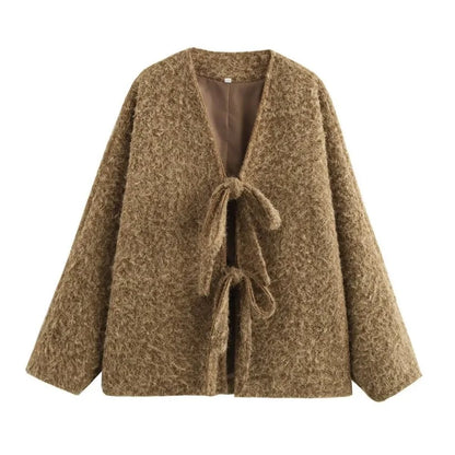 Cozy Lace-Up Wool Blend Jacket