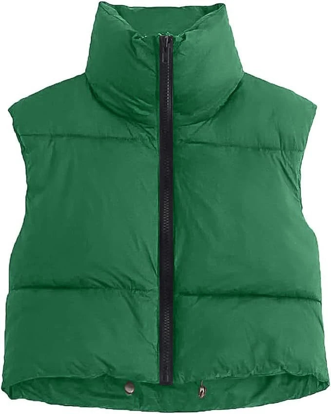 Padded Zip-Up Cropped Gilet