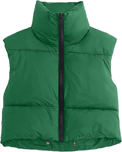 Padded Zip-Up Cropped Gilet