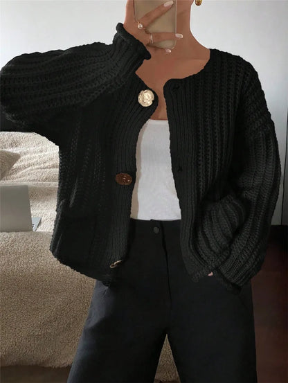 Chunky Knit Button-Front Cardigan