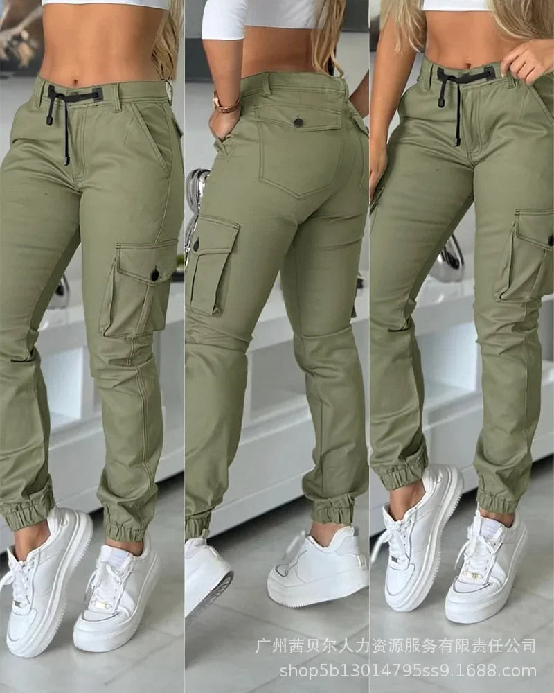 Khaki Slim-Fit Cargo Jogger Pants
