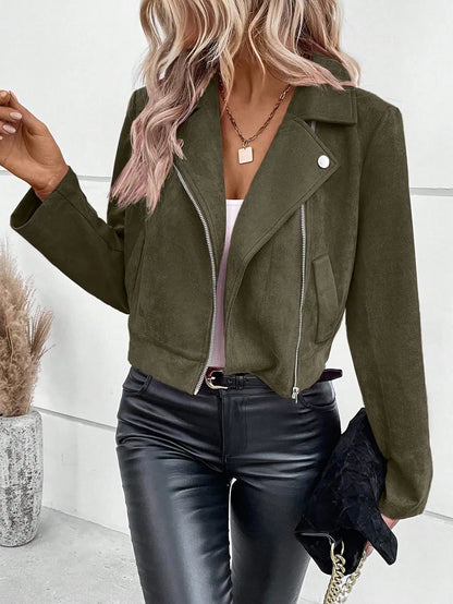 Faux Suede Biker Jacket