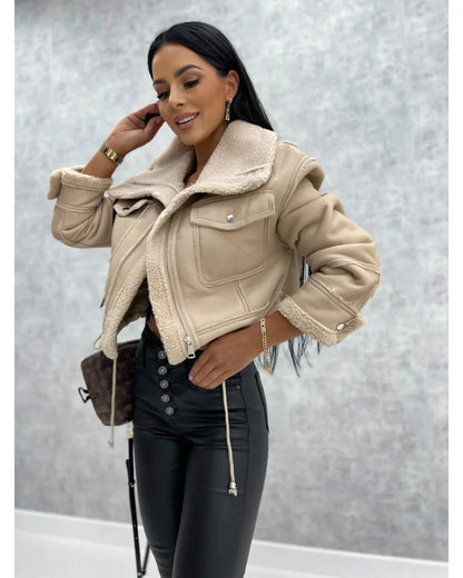 Aviator Faux Leather Sherpa Jacket