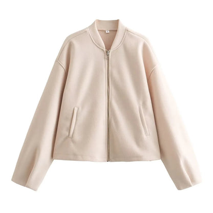 Cropped Zip Bomber Jacket