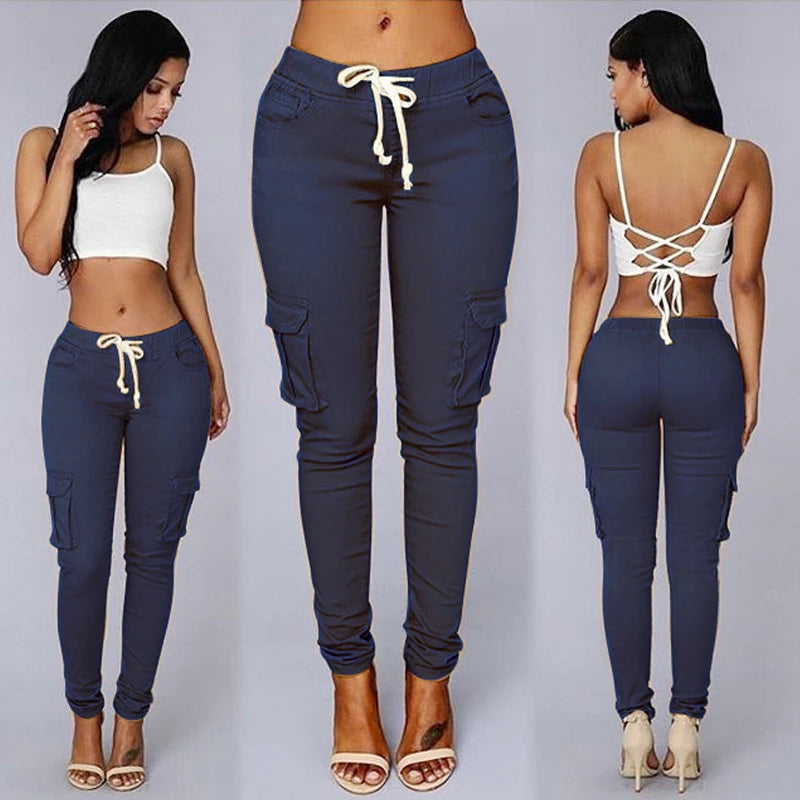 Slim-Fit Drawstring Cargo Pants